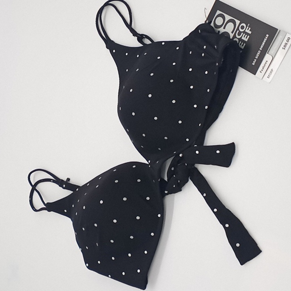 Coco Reef Metallic Dot FormFit Bra-Sized Molded Cup Bikini Top Black